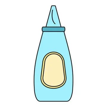 Blue plastic condiment bottle with blank label Illustrazione stock