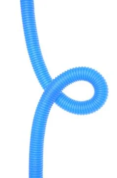 Blue plastic corrugated pipe Stock Photos