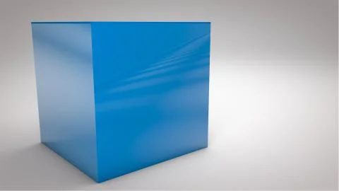 Blue plastic cube isolated on white background 3d illustration 写真素材