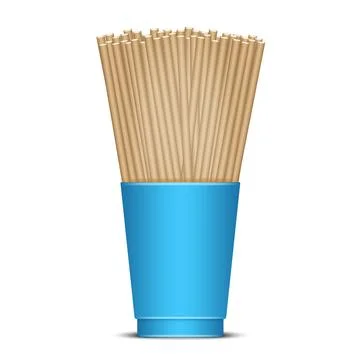 Blue plastic cup with eco-friendly natural brown biodegradable paper straws.. Stock Illustration