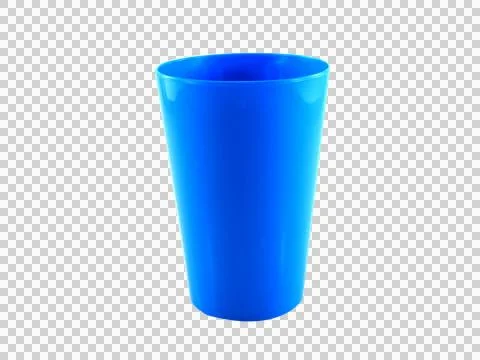 Blue plastic cup isolated on white background... Stock Photos