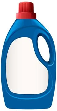 Blue Plastic Detergent Bottle with Red Cap Vector Illustration Stock Illustration