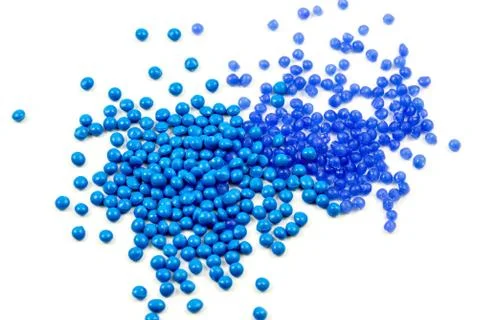Blue plastic granulate Foto stock