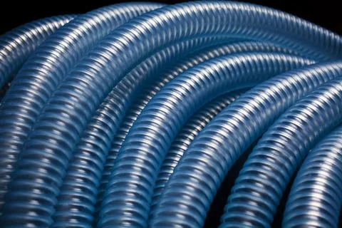 Blue plastic  hose Stock Photos