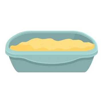 Blue plastic litter box full of sand for cat hygiene Stock Illustration