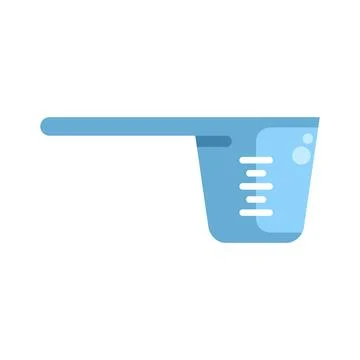 Blue plastic measuring scoop with handle and volume markings Illustration
