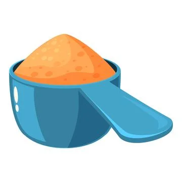 Blue plastic measuring spoon holding orange powdered sports nutrition suppl.. Stock Illustration