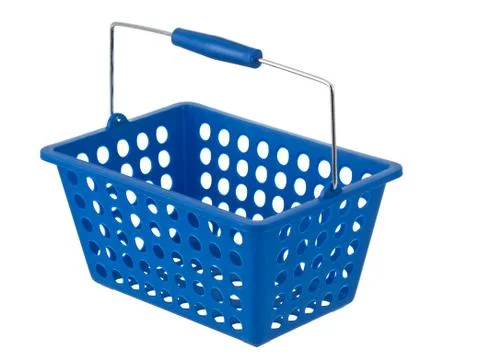 Blue plastic mini basket side view Stock Photos