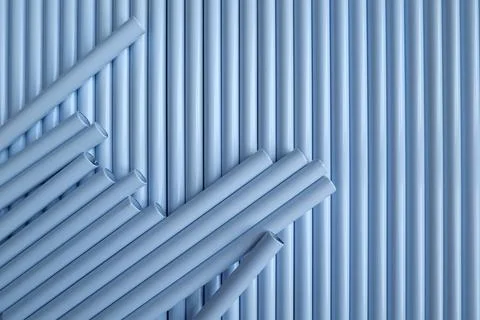 Blue Plastic Pipes Arranged in a Pattern Stock Photos