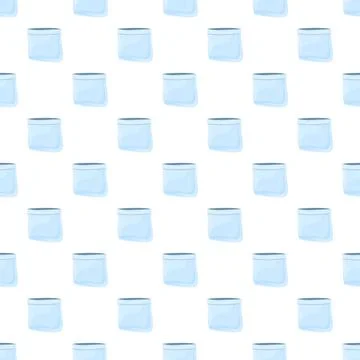Blue plastic pockets pattern on white background Stock Illustration