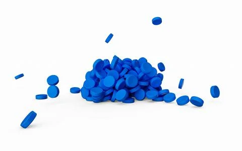 Blue plastic polymer granules on a white background 3d illustration 库存插图