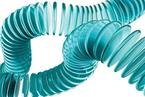Blue plastic rings spiraling on white background. Stock Illustration