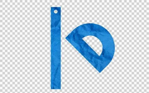 Blue plastic ruler and protractor set on white background Stock Photos