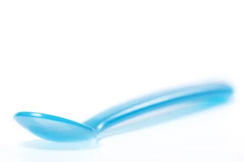 Blue plastic spoon Stock-Fotos