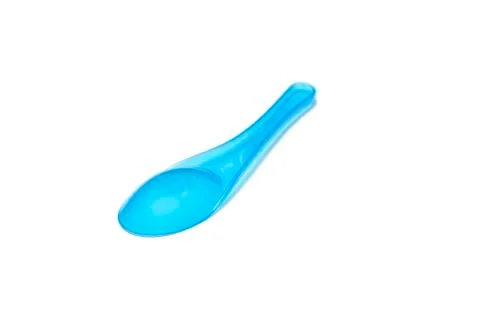 Blue plastic spoon Stock Photos
