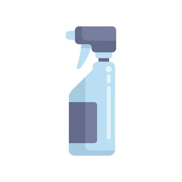 Blue plastic spray bottle with blank label for cleaning solutions Illustrazione stock