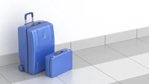 Blue plastic suitcase and briefcase Stock Footage 328350399
