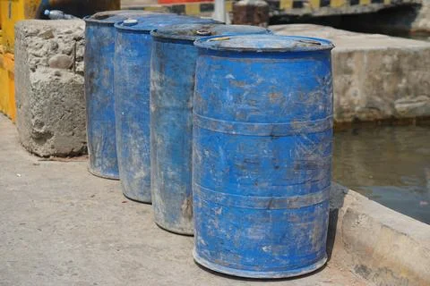 Blue plastic tank Stock Photos