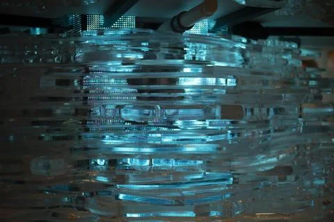 Blue plastic texture. Transparent plastic. Glass design. Stock Photos