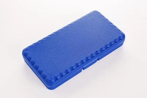 Blue plastic tool box on a white background. Stock Photos