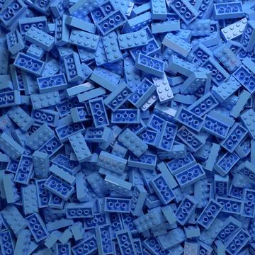 Blue plastic toy bricks background. Educational toy for children Stock Illustration