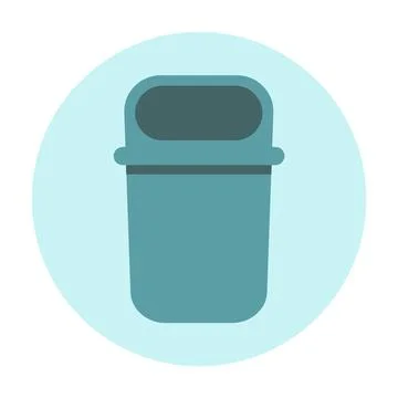 Blue Plastic Trash Bin With Removable Lid Icon Stock-Illustration