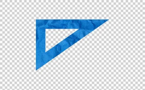 Blue plastic triangular ruler isolated on white background Stock Illustration