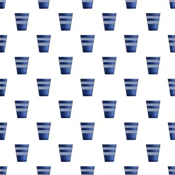 Blue plastic waste bins seamless pattern Stock Illustration