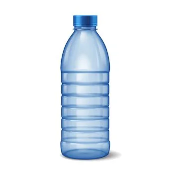 Blue Plastic Water Bottle with Cap on White Background Stock Illustration