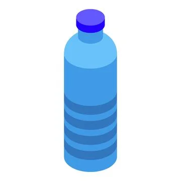 Blue plastic water bottle with cap isometric view Stock Illustration