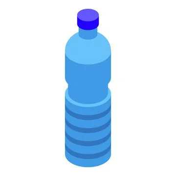 Blue plastic water bottle with cap isometric view Stock Illustration