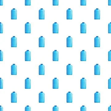 Blue plastic water bottles repeating seamless pattern Stock Illustration