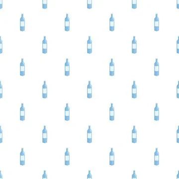 Blue plastic water bottles seamless pattern hydrating background Illustrazione stock