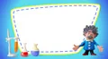 Blue Plasticine frame with scientist, looping, alpha. Stop motion HD Footage