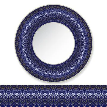Blue plate with gold pattern Stock Illustration