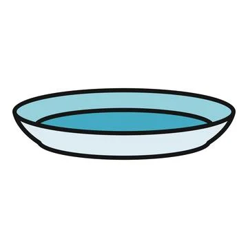 Blue plate holding liquid, simple icon illustration Stock Illustration