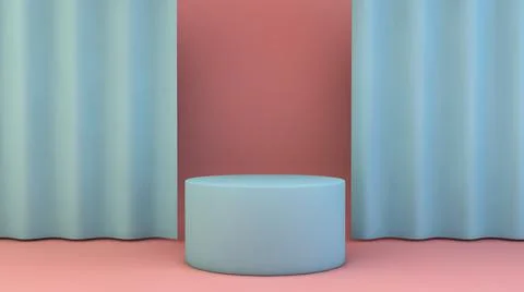 Blue platform curtains Stock Illustration