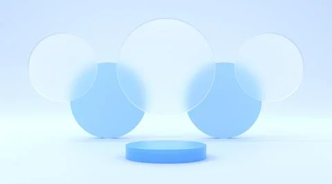 Blue platform with glass abstract background 3d illustration render for flyer Stock Illustration