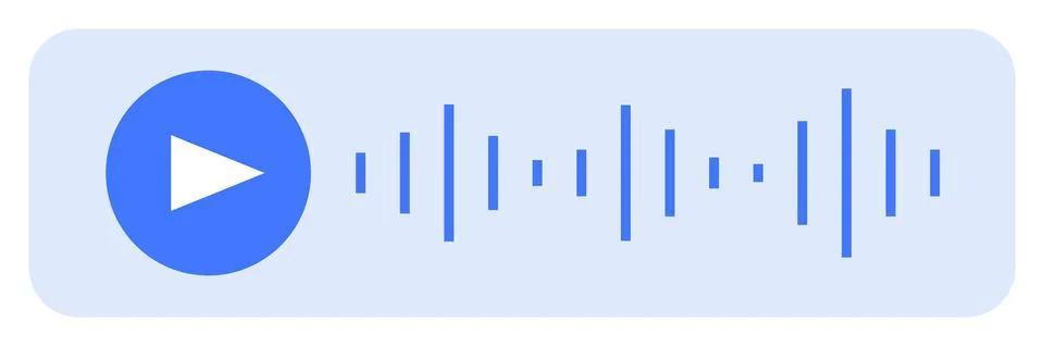 A blue play button accompanied by an audio waveform pattern is set against a  Stock Illustration