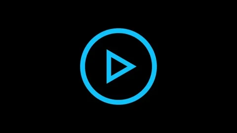 Blue Play Button Icon Dark UI Media Design Stock Footage 332526273