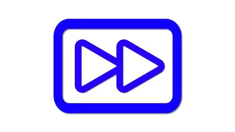 Blue Play Button Icon with Forward Arrows icon Stock Illustration