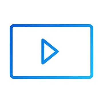 Blue play button icon in rectangle outline frame Stock Illustration