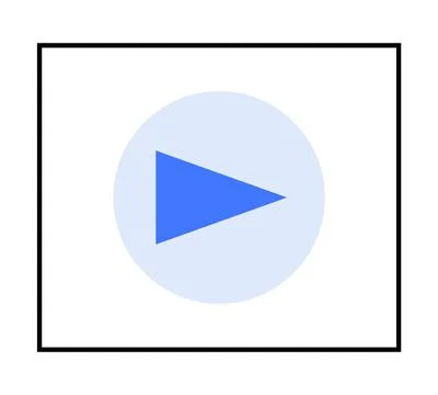 Blue Play Button Inside Circle with White Background Ideal for Media and Te.. Illustrazione stock
