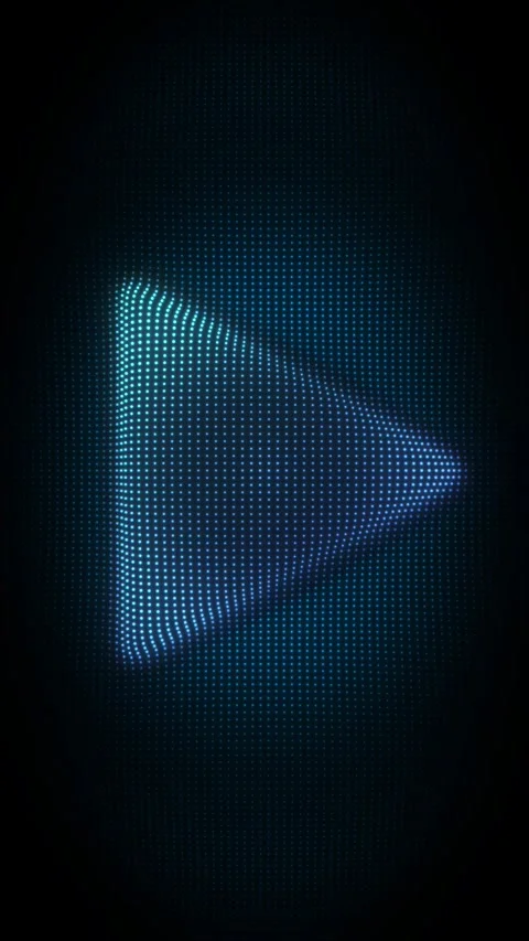 Blue Play Button Symbol Particle Animation on Dark Background Stock Footage 335595306