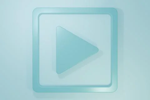 Blue Play in square icon isolated on blue background. Minimalism concept. 3.. Stock Illustration
