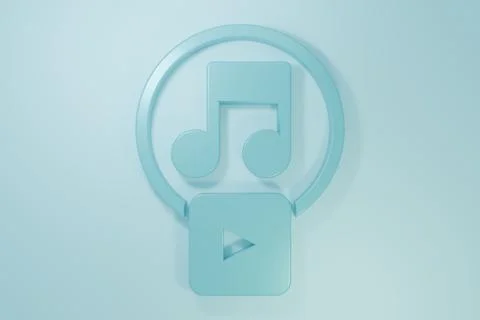 Blue Play in square icon isolated on blue background. Minimalism concept. 3.. Stock Illustration