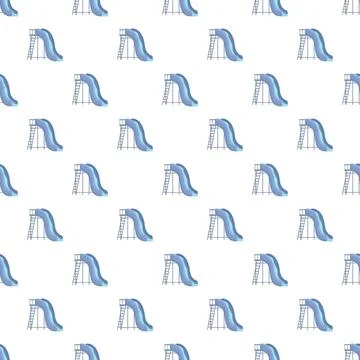 Blue playground slides repeating seamless pattern background Illustrazione stock