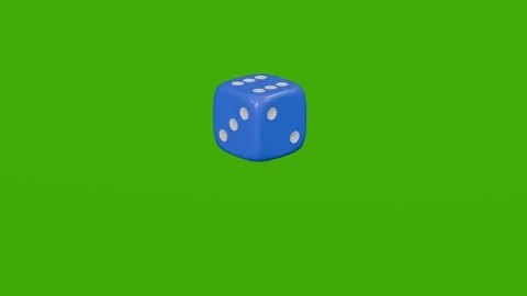 A blue playing cube rotates on a green screen Stock Footage 279078341