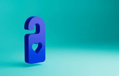 Blue Please do not disturb with heart icon isolated on blue background. Hotel Illustration