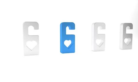Blue Please do not disturb with heart icon isolated on white background. Ho.. Illustration